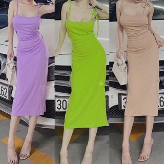 Đầm thun ôm body hai dây midi ulzzang
