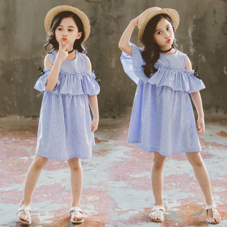 Trẻ em Hàn Quốc, váy tiểu học cotton dễ thương