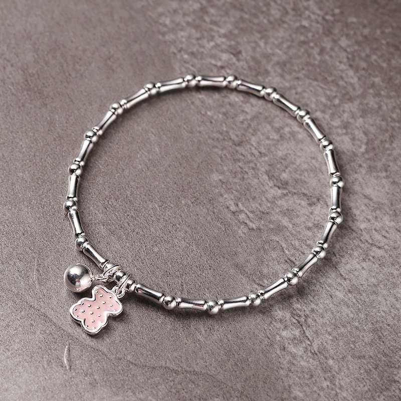 [Hàng Mới] Vòng Tay Chuỗi Hạt Tròn Đính Gấu Bông Handmade Co Giãn Dễ Phối Đồ