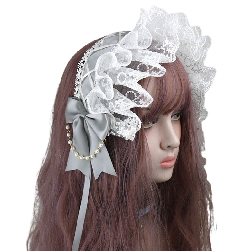 Băng Đô Nơ Ren Đính Ngọc Trai Phong Cách Lolita