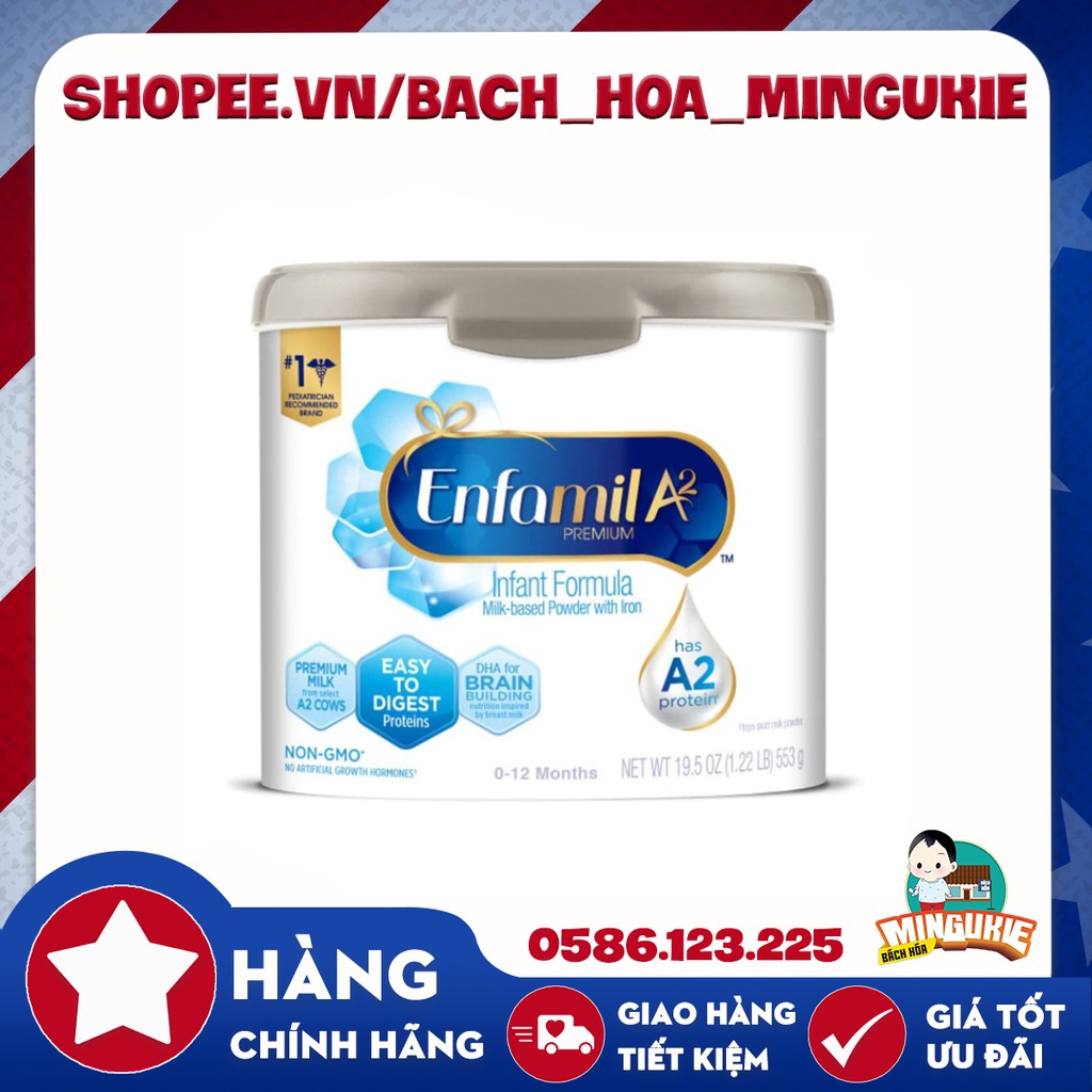 [DATE 2022] Hộp Sữa Bột Enfamil A2 Premium Infant Formula 553g Mỹ