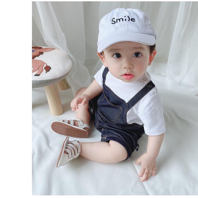 Bộ Áo Liền Quần Tay Ngắn Thời Trang Mùa Hè Phong Cách Hàn Quốc Dễ Thương Cho Bé Trai