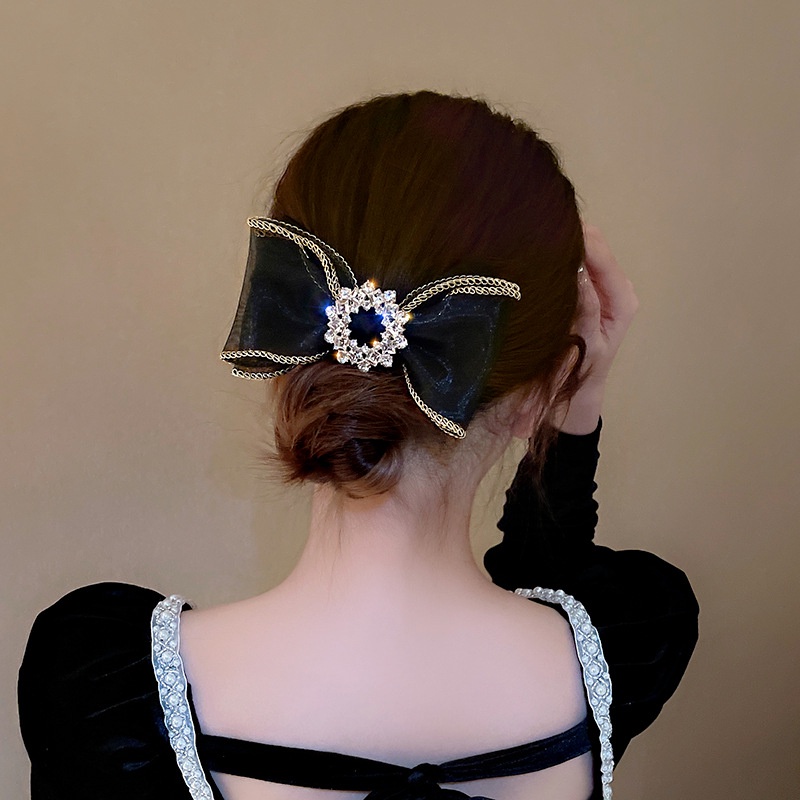 Kẹp Tóc Hình Nơ Đính Đá Lấp Lánh Sang Trọng Cho Nữ