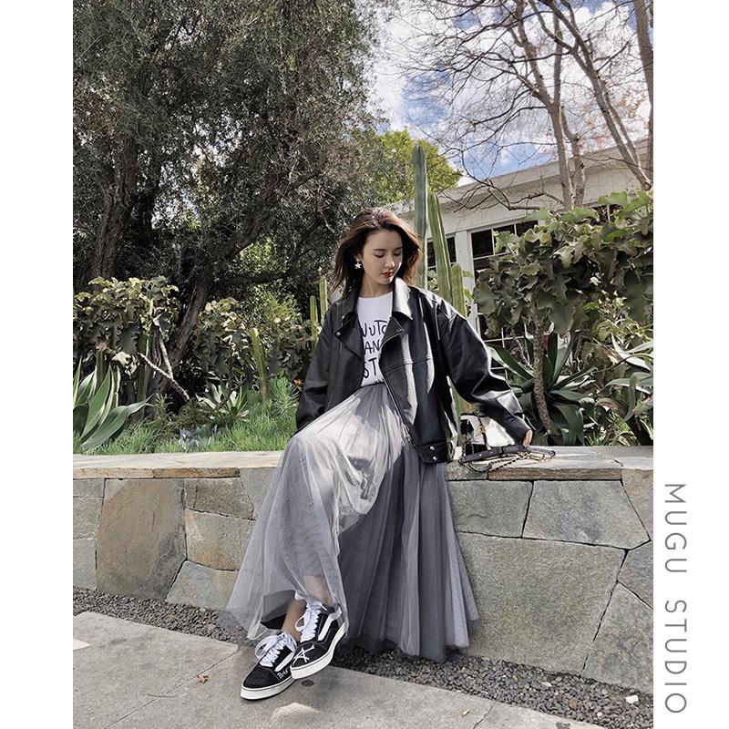 Áo khoác da dáng rộng thời trang thu đông Hàn Quốc 2018 cho nữ