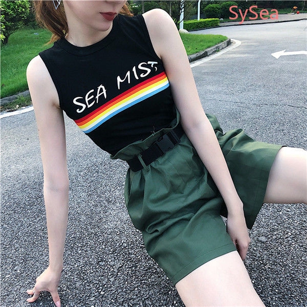 Áo ba lỗ ôm dáng họa tiết sọc ngang thời trang nữ trẻ trung năng động