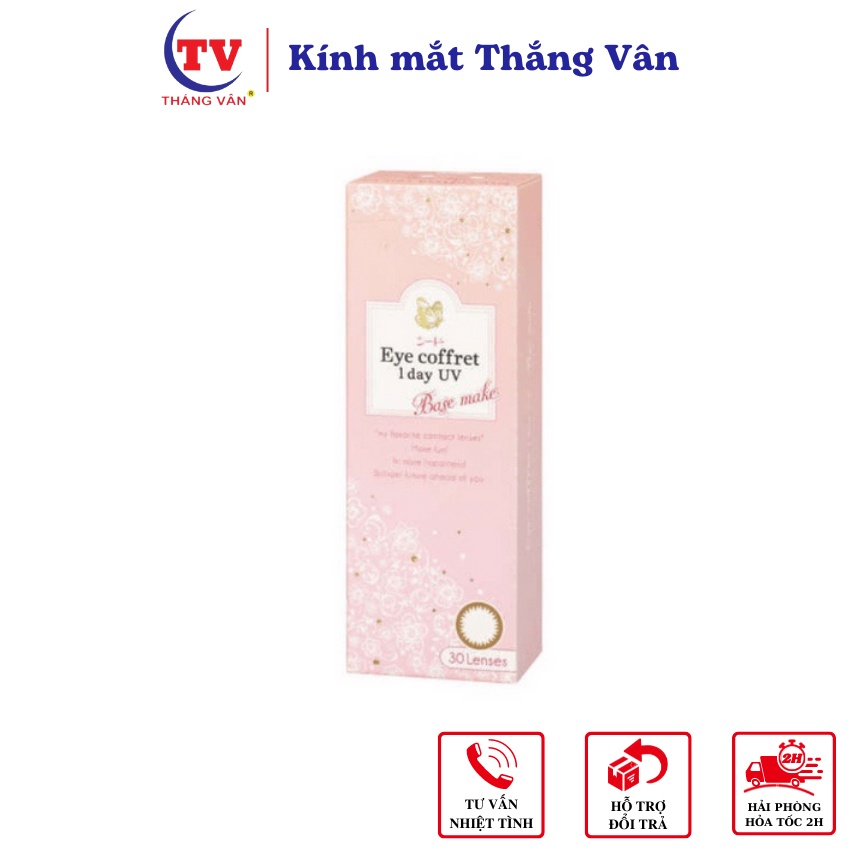 Kính áp tròng Eye coffret 1day UV SEED màu Base Make loại dùng 1 ngày cận tới 12 độ, êm mát mắt, dưỡng ẩm cao cấp