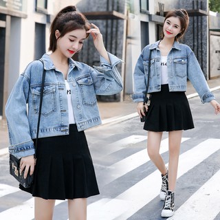 Áo khoác jean nữ tay dài dáng rộng thời trang cá tính