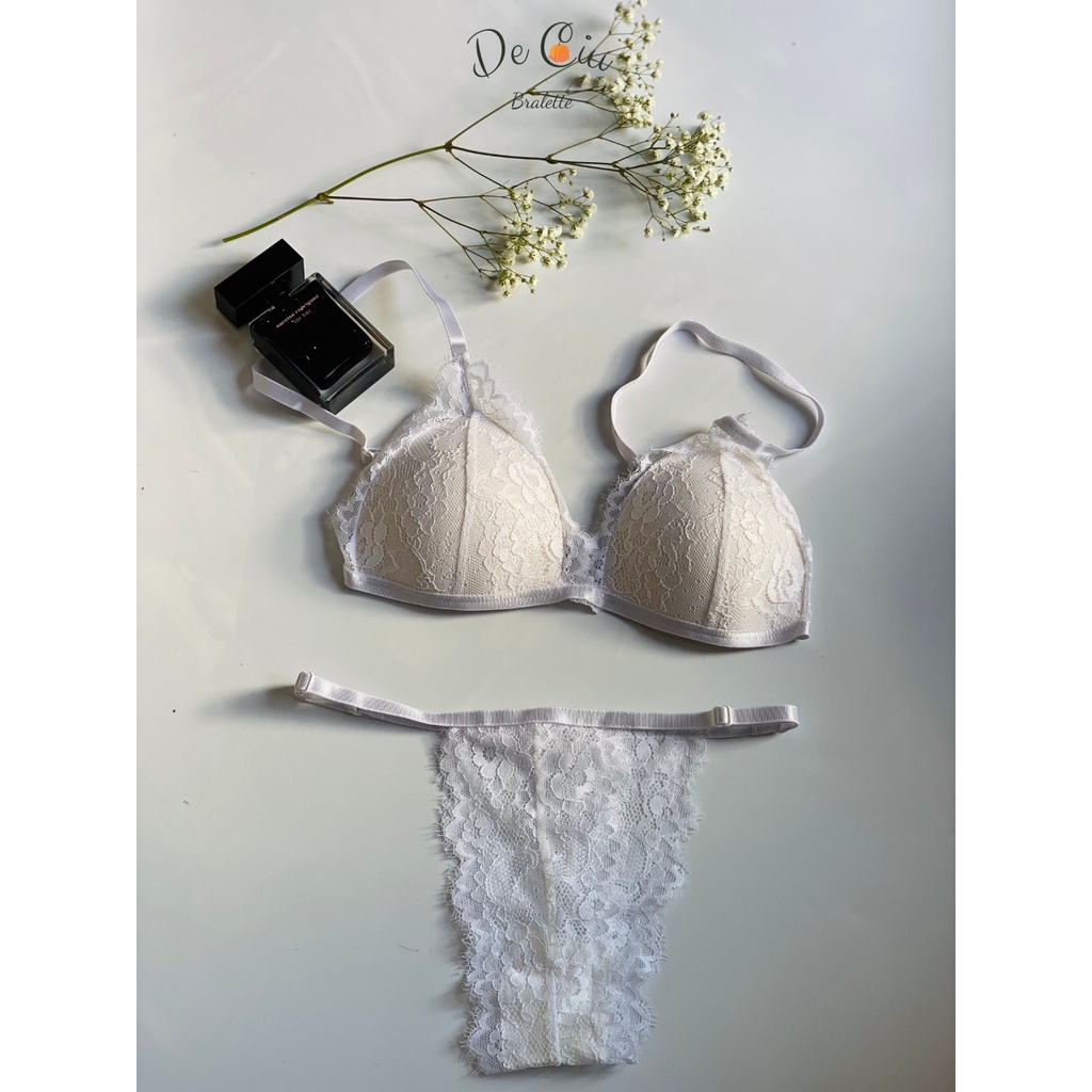 Set đồ lót ren không gọng sexy màu trắng | BigBuy360 - bigbuy360.vn
