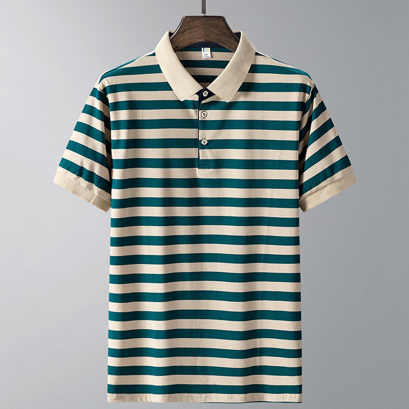Áo Thun Polo Kẻ Sọc Màu Khối Ôm Dáng Phong Cách Hàn Quốc Thời Trang Mùa Hè Cho Nam