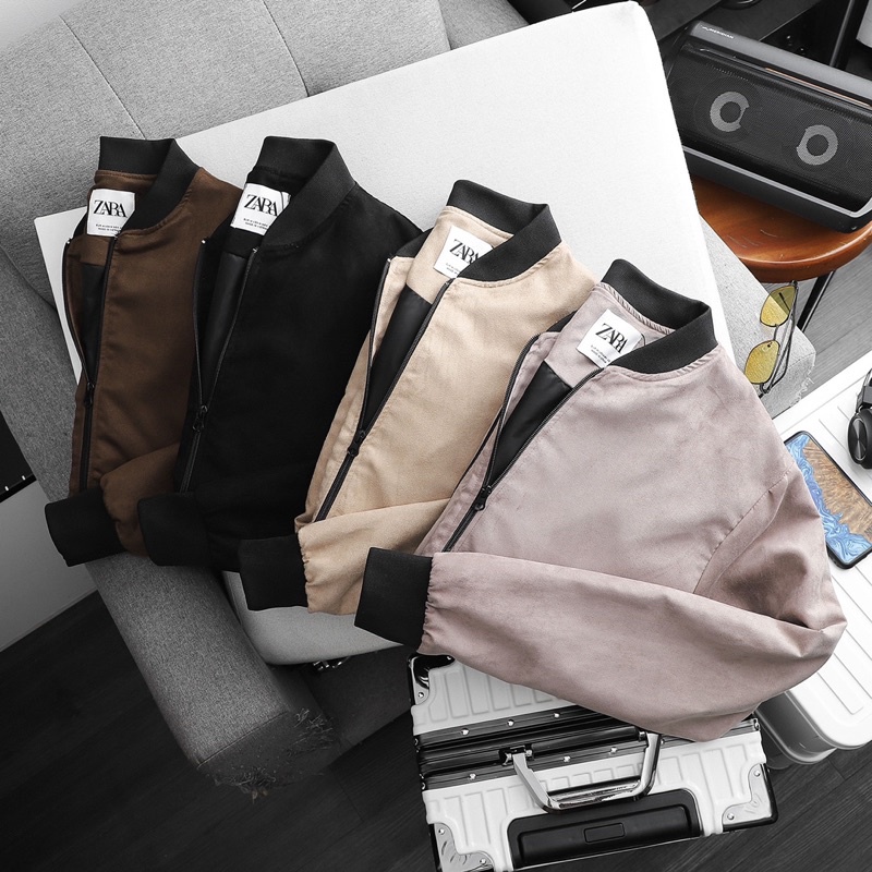 Áo khoác nhẹ Bomber da lộn ZR 2 lớp