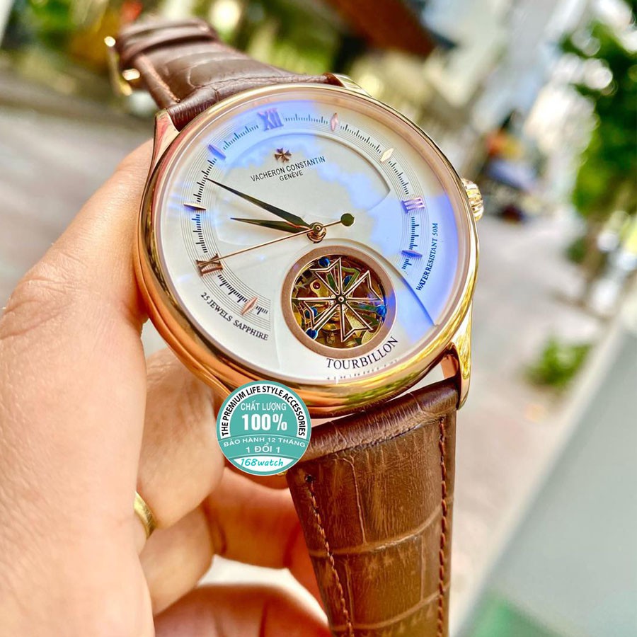 Đồng hồ Nam Vacheron máy nhật, mẫu 3kim mặt trắng viền vàng , dòng cơ Automatic size 40mm-41mm | BigBuy360 - bigbuy360.vn