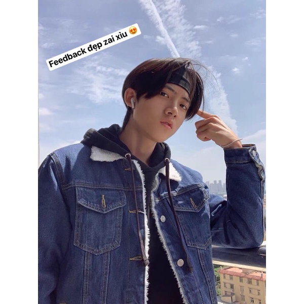 Áo khoác jean nam lót lông cừu hàng quảng châu cao cấp