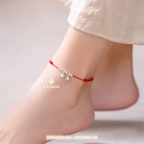 Lắc chân nữ dây rút chỉ đỏ may mắn Eleanor Accessories gắn bi bạc phụ kiện trang sức dễ thương