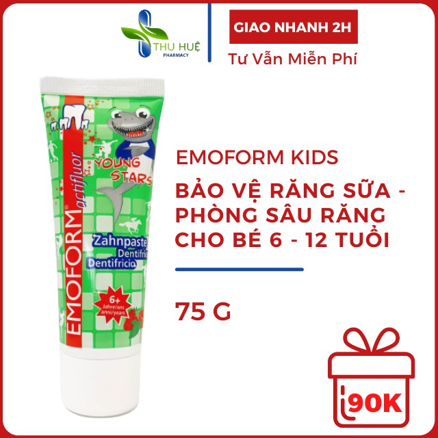 Kem Đánh Răng Bảo Vệ Răng Miệng Cho Bé 6-12 Tuổi Vị Dâu Thơm, Nuốt Được EMOFORM YOUNG STARS [Nhập Khẩu Thụy Sĩ]