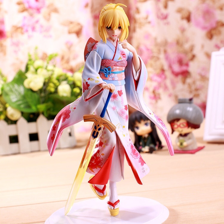 【Spot delivery】25cm Fate Stay Night Saber Kimono Ver. 1/7 Scale Action Figure Saber Sexy Girl Anime Figure Saber Figurine Collectible Model Toy QDJC