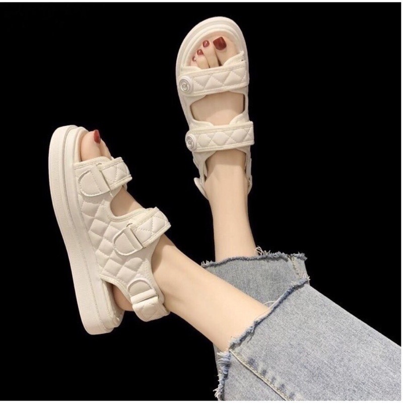 (freeship)dép quai hậu sandal hàn quốc kẻ caro trơn hót