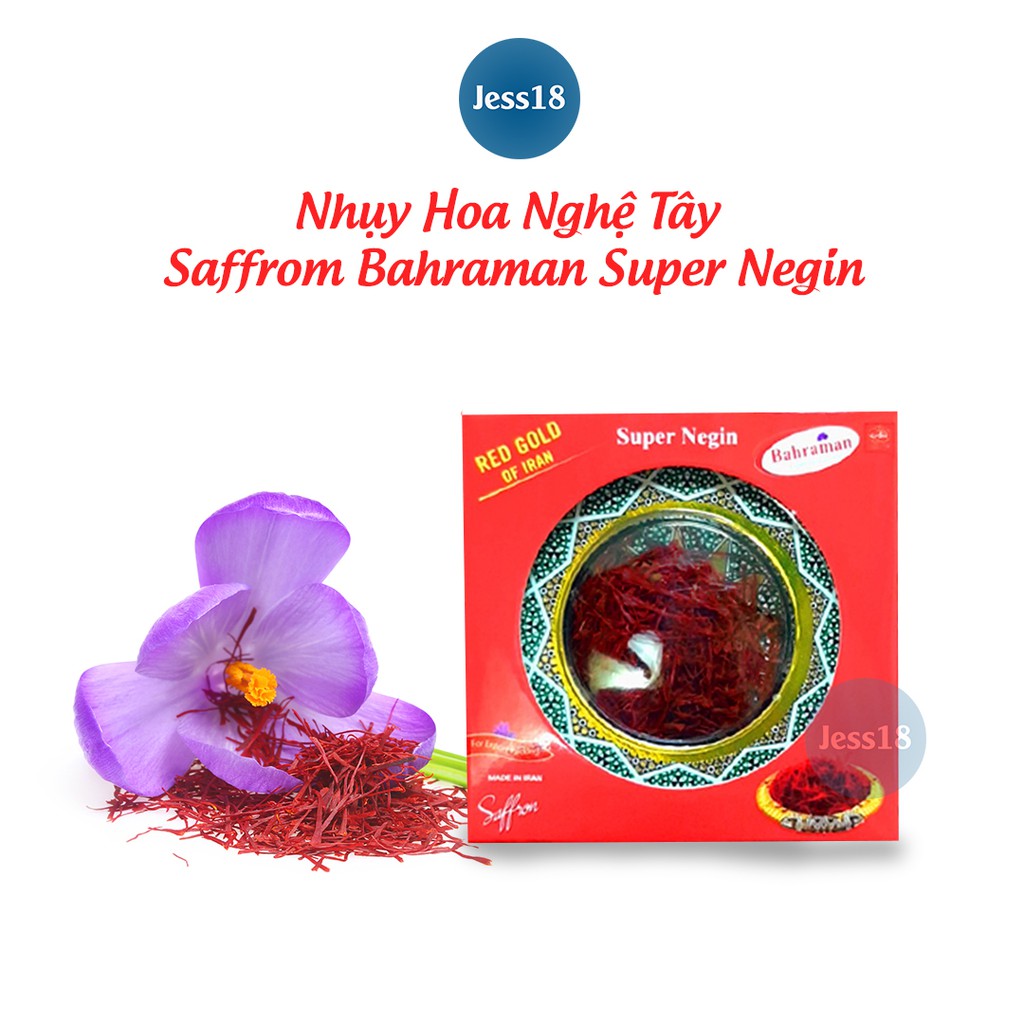 Saffron Bahraman Negin nhụy hoa nghệ tây, date xa, giúp đẹp da, dễ ngủ, tốt tim mạch, tinh thần vui vẻ- Jess18 Săn Sale