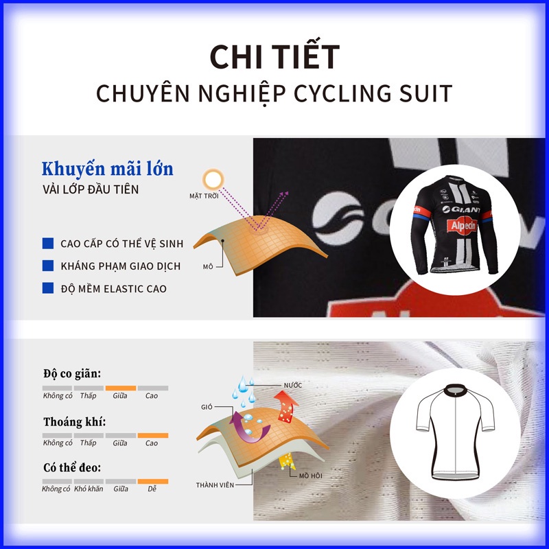 GIANT Áo khoác nam dài tay Áo đi xe đạp Bộ quần áo leo núi Xe đạp leo núi Bộ đồ thể thao thoáng khí và khô nhanh
