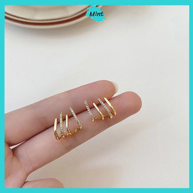 Bông Tai ❤️KHÔNG GÂY DỊ ỨNG❤️ Khuyên Tai Hình Răng Cưa Đính Đá Sang Chảnh Phong Cách Hàn Quốc