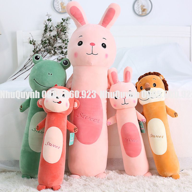 Gối ôm cho bé, gối ôm hình thú đáng yêu 4 size 55cm, 70cm, 90cm, 110cm