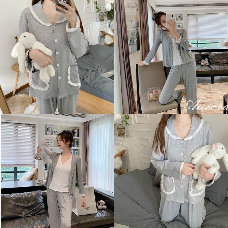 Đồ Ngủ Nữ Cao Cấp Guu Cotton Dài Tay Công Chúa Dễ Thương BDTD03