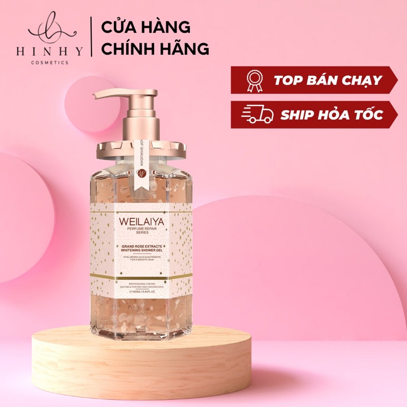 Sữa Tắm Trắng Da Cánh Hoa Hồng Tươi WEILAIYA Grand Rose Extracts Whitening Shower Gel 450ml