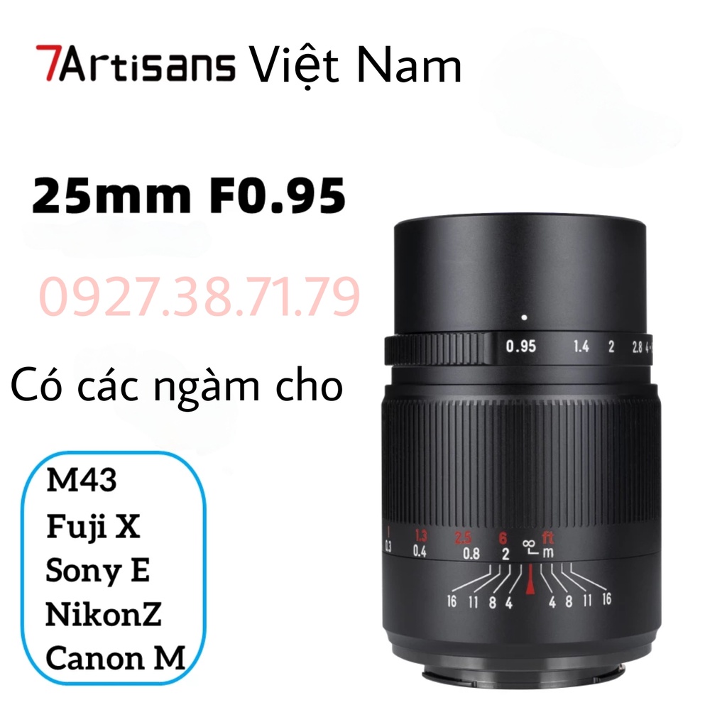 (CÓ SẴN) Ống kính 7Artisans 25mm F0.95 cho APS-C : Fujifilm, Sony, Canon EOS M, Canon EOS R, Leica L, Nikon Z và M4/3