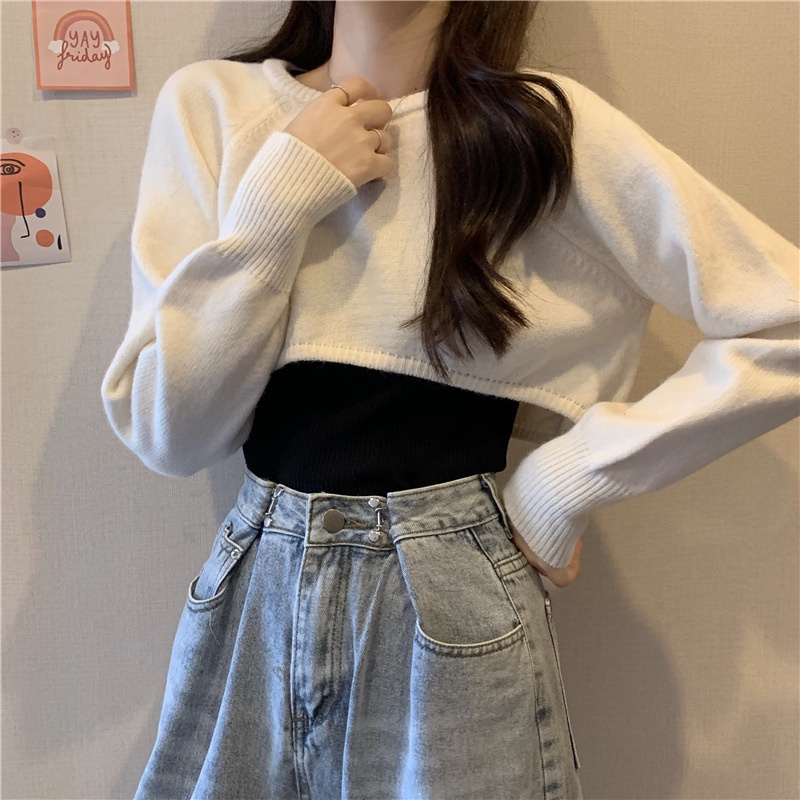 Áo Sweater Dệt Kim Tay Dài Dáng Rộng Cho Nữ
