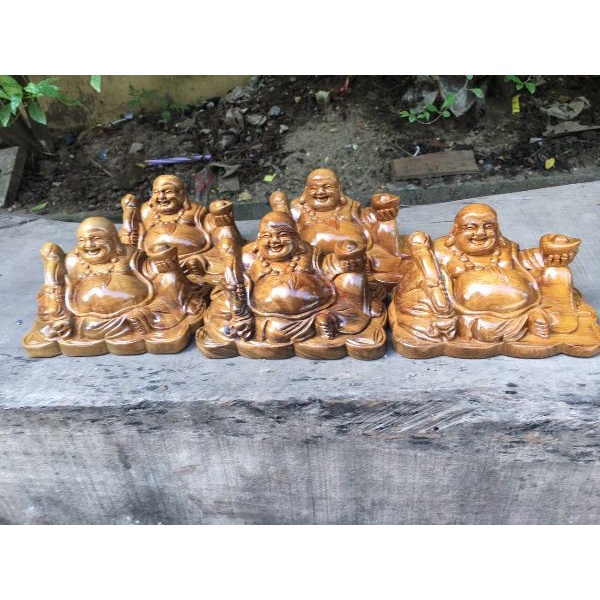 Tượng Phật Di Lặc Hoan Hỉ Bằng Gỗ Tay Cầm Gậy Như Ý