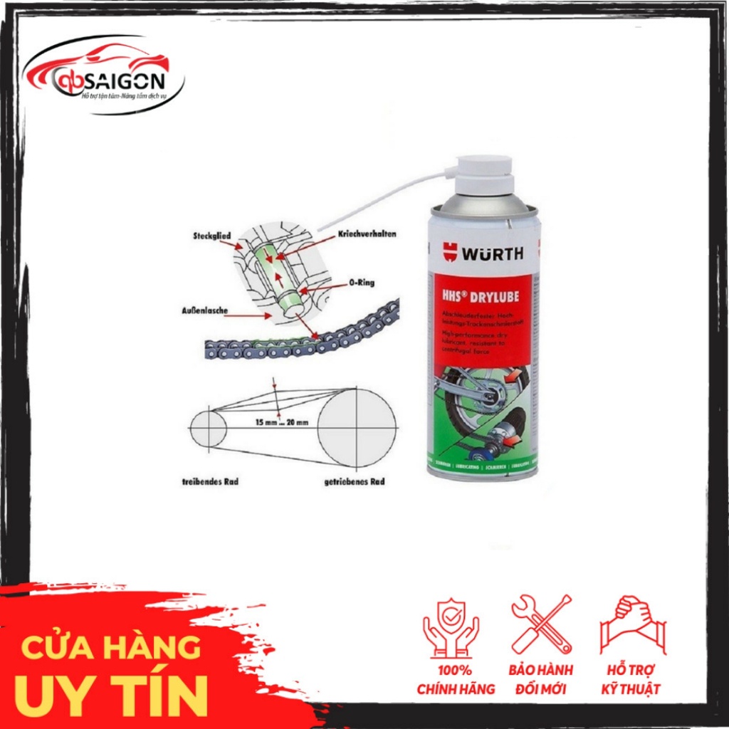 ] 🚗 Mỡ Bò Xịt Khô Hhs Drylube 400ml   Wurth-Đức- 08931006
