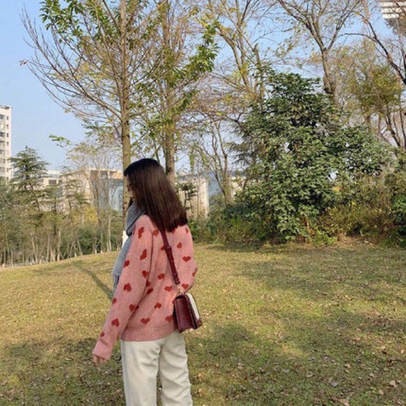 Áo Len Hoạ Tiết Tim Hàng Quảng Châu xinh