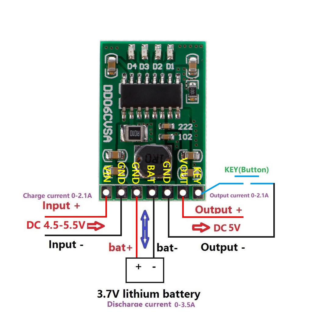 Mô đun pin sạc DC-DC 5V/2.1A 3.7V 4.2V tiện dụng