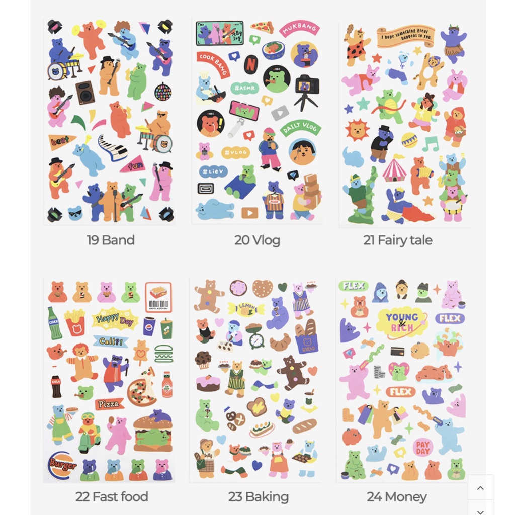 Stickers Hàn Daily like chính hãng -  Jelly bear sticker set
