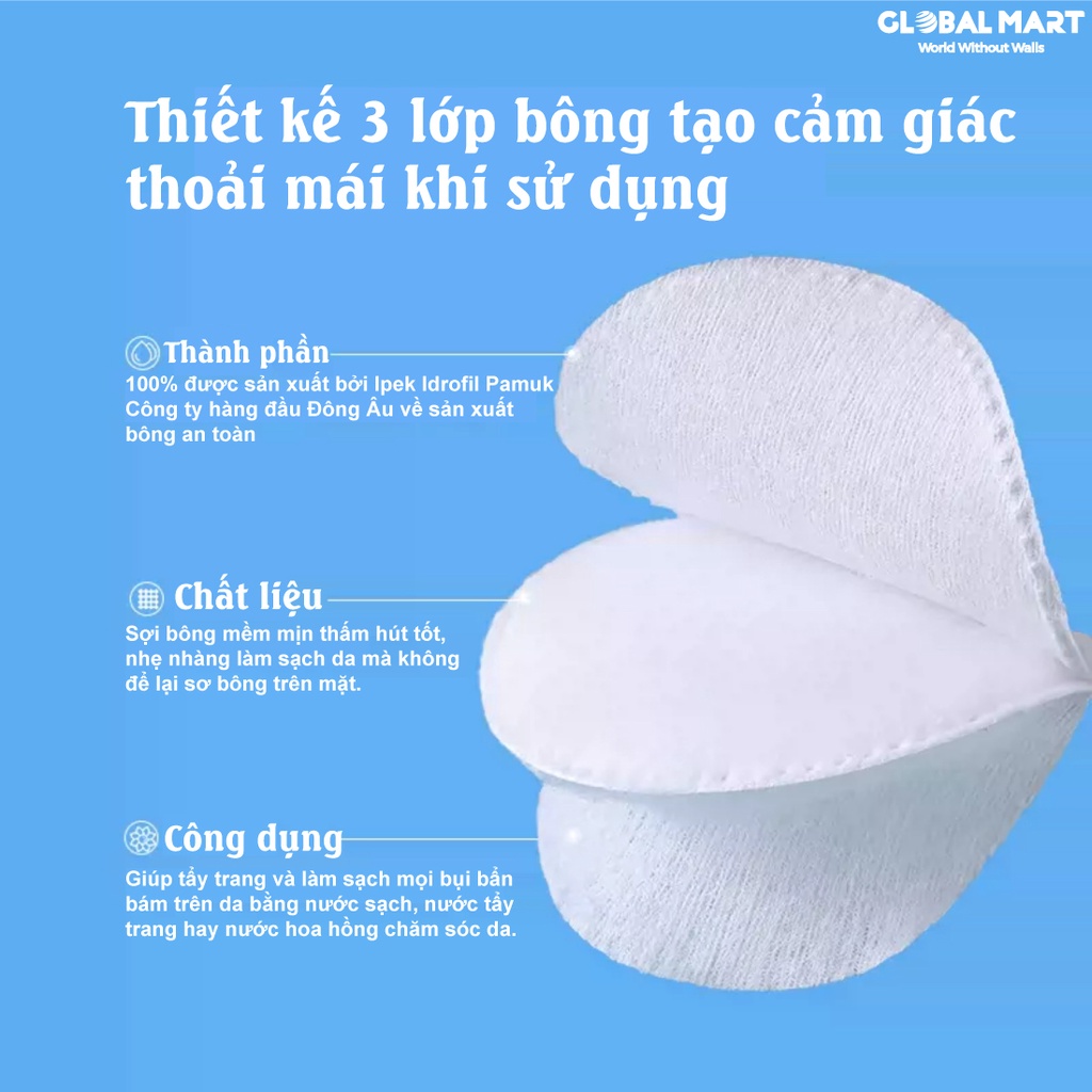 [HCM] Bộ 4 Bông Tẩy Trang Ipek Thổ Nhỹ Kỳ Tẩy Trang Làm Sạch Da 80 miếng x 4