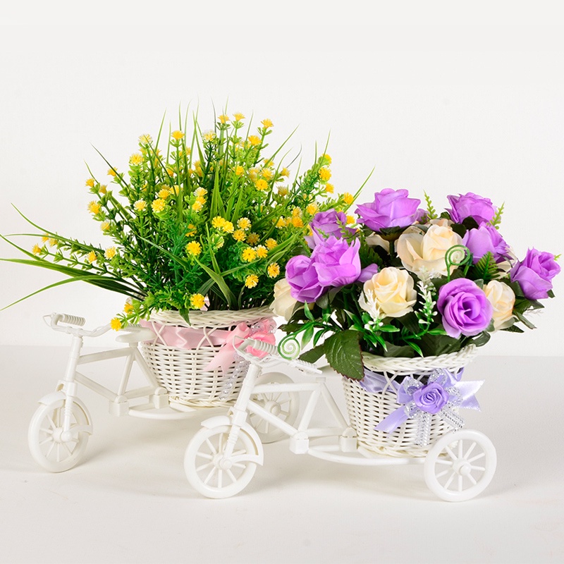 Giỏ hoa để bàn gắn xe đạp trang trí độc đáo, làm quà decor,quà tặng cực chill