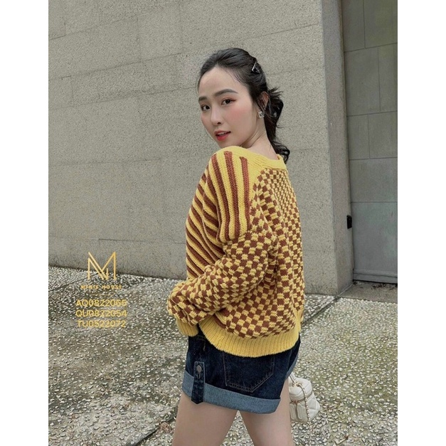 Áo khoác len cadigan sọc vàng style hàn quốc AK1836 - NhiNhi Shop