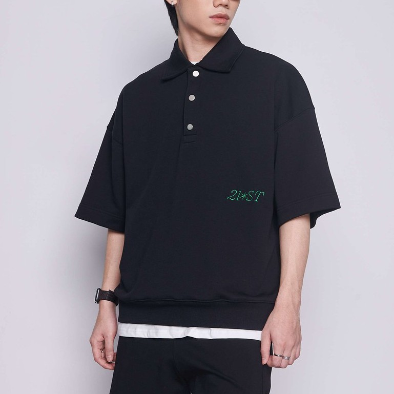 Áo polo Unisex Ngắn tay 21ST URBAN Black Raydium Polo