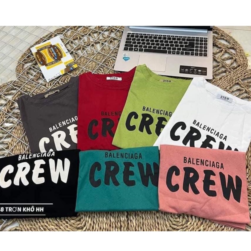 Áo Phông Nữ  CrewThun Tay Ngắn Tay Nam nữ Hoạ Tiết In Chữ Phong Cách Hàn Quốc Áo đôi thun Unisex, form rộng
