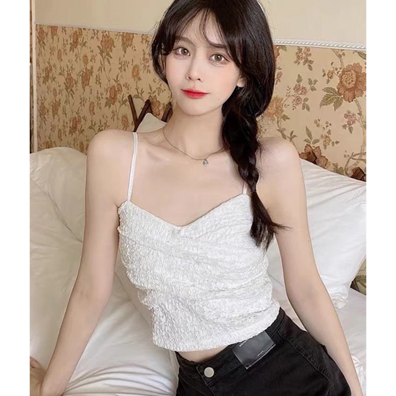 Áo Hai Dây Phối Ren Có Mút Đệm Ngực Thời Trang Quyến Rũ