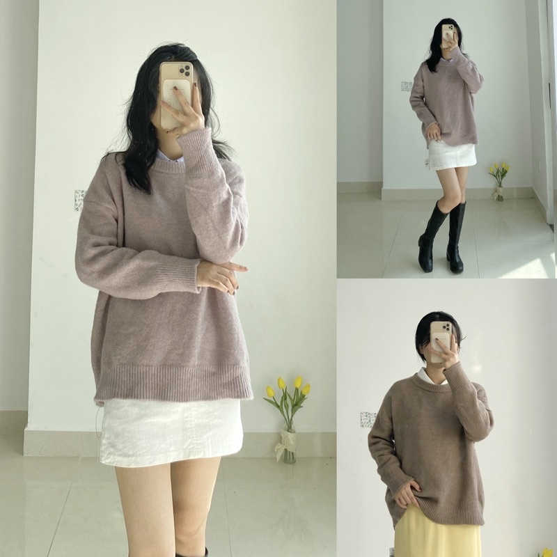 Áo len trơn màu pastel dày dặn cao cấp form vừa