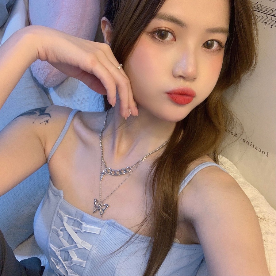 Vòng cổ Hình Bướm Phong Cách hip hop Đơn Giản Mới Cho Nữ