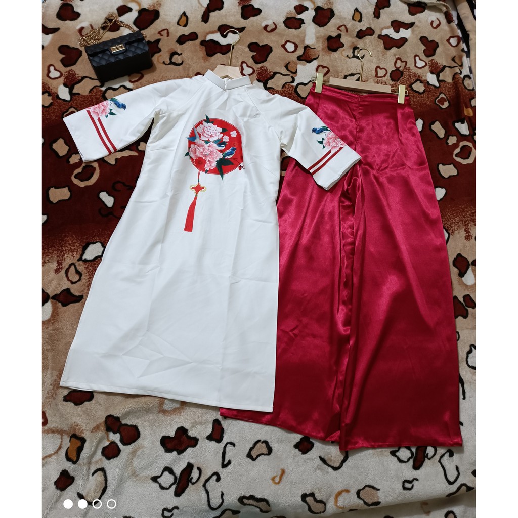 [Hàng may tại nhà]Sét 3 Món Áo Dài Cách Tân Mới - Quần - Kèm Mấn. | BigBuy360 - bigbuy360.vn