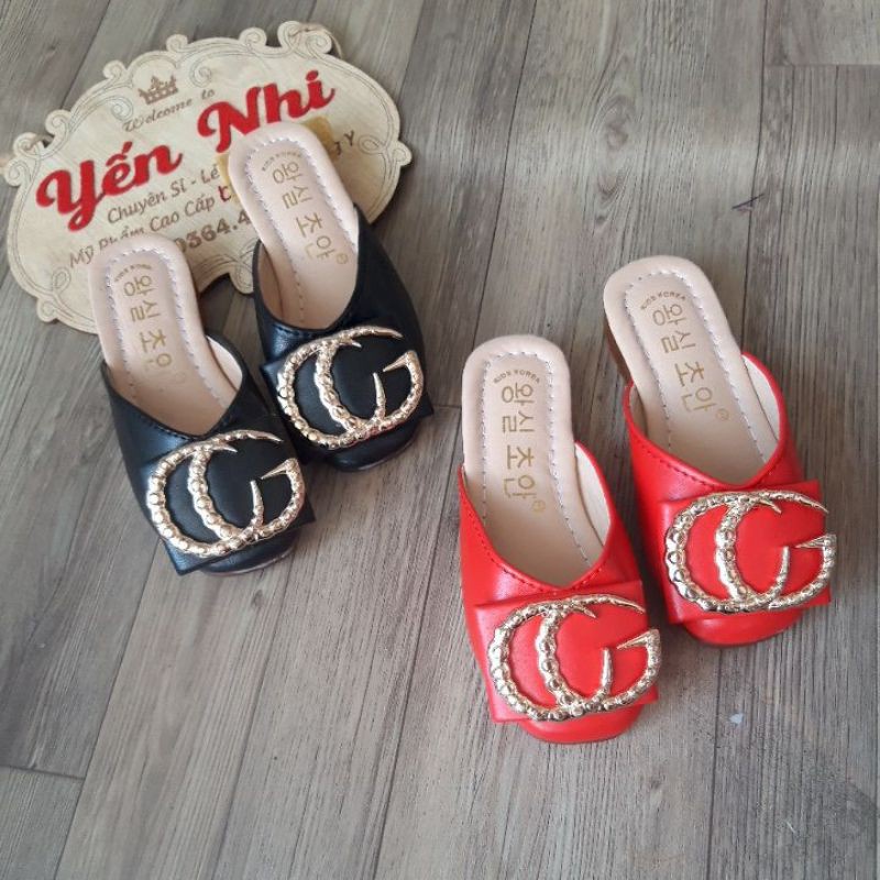 Sục trẻ em cho bé gái dép sục nơ CG bản to da PU mềm đế chắc chắn  cho bé