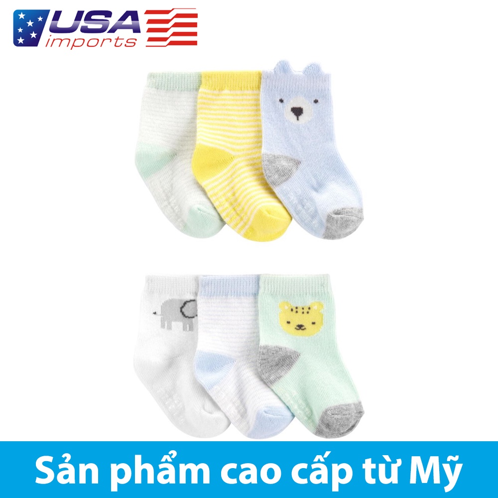 Set 6 đôi vớ vàng xanh hình thú Car-tờ Auth Từ Mỹ (1K543210)