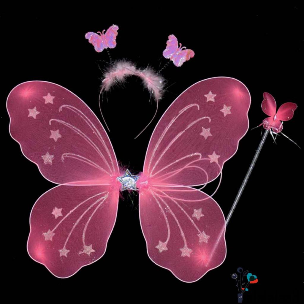 La-set Tóc Hình Cánh Bướm Lấp Lánh Kèm Đũa Và Băng Đô Xinh Xắn Cho Bé Gái