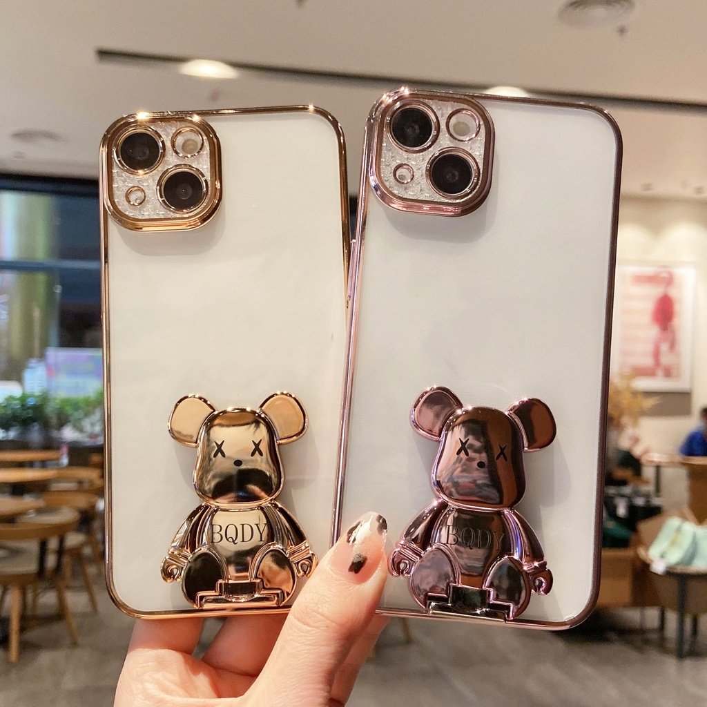 Ốp Điện Thoại Trong Suốt In Hình Gấu Sang Trọng Cho iphone 13 Pro Max i13 13pro 11 Pro Max i11 X XR Xs Max 7plus 8plus 12Pro 12 Pro Max