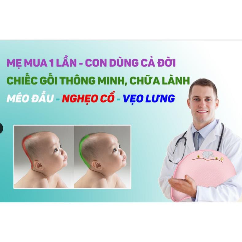 Gối Chống Méo Đầu Bẹp Đầu Cho trẻ Sơ sinh BABY MOOV PHÁP