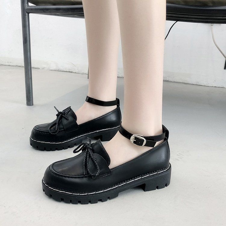 Cute Summer Fashionable Black Doll Shoe With Bow For Women | BigBuy360 - bigbuy360.vn