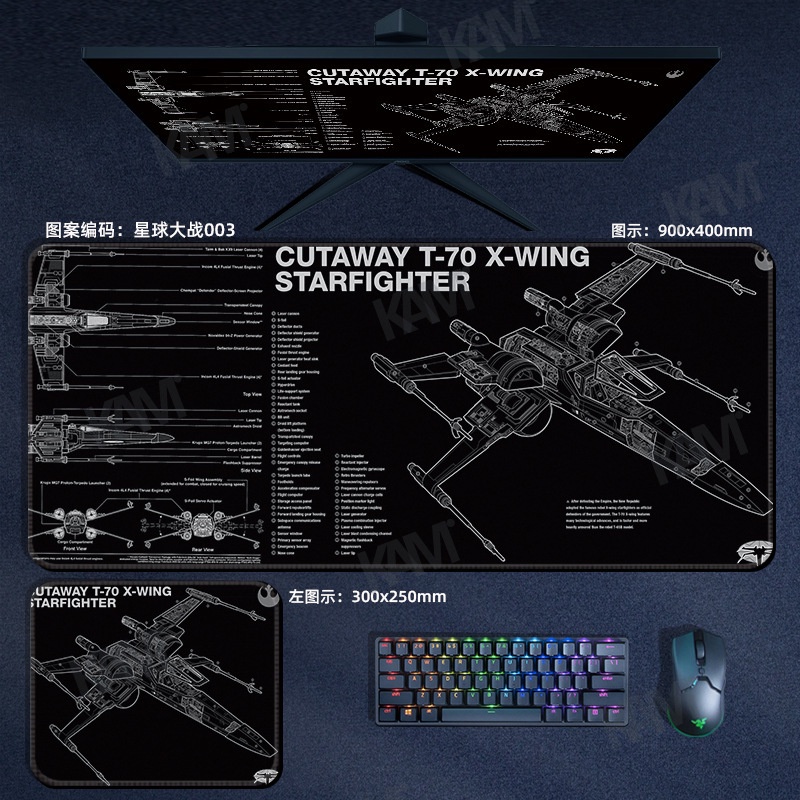 Kam Cartoon Star Wars Tấm lót chuột chơi game lớn 800mmx300mm Tấm lót bàn máy tính không thấm nước Tấm lót chuột HD In ấn văn phòng Bàn phím chuột Trang trí phòng