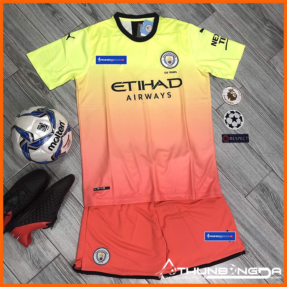 Áo đấu Manchester City sân khách 2019/2020 vàng hồng, áo Man City 2019/20 sân khách 3rd bản PLAYER bodyfit SF